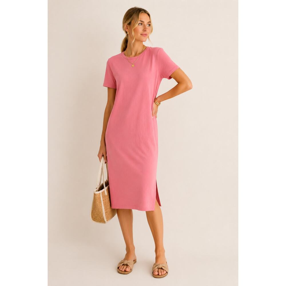 Tuckernuck Pomander Place Midi Dress Maggie Light Pink Slit T-shirt Coastal-M
